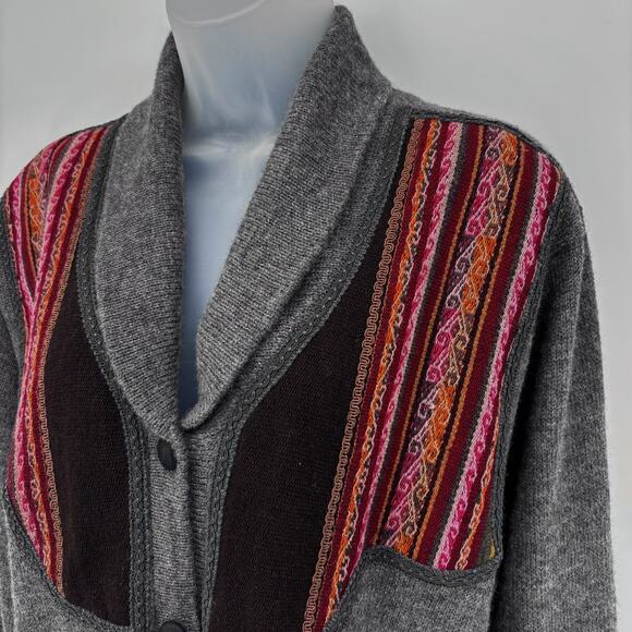 Artesanias A.T Alpaca Style Sweater Cardigan S Shawl Collar Grandpa Grandma Core - Picture 2 of 5